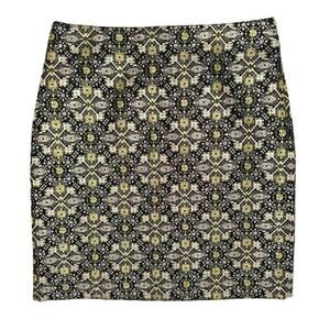 NWT J McLaughlin Blck/Gold Jacquard  Skirt